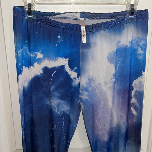 Silky leggings lightening design elastic waistband Sz m - Picture 3 of 6